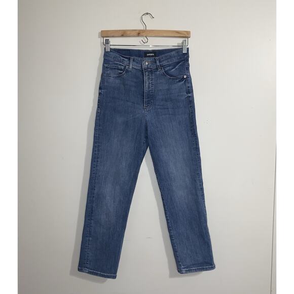 EXPRESS Straight Super High Rise 4R Blue Denim Jeans - Picture 1 of 12